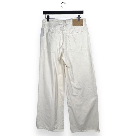 Rag & Bone Sofie Two-tone Frayed High-rise Wide-leg Jeans Ecru White Size 29 - Picture 7 of 13